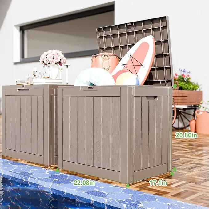 31 Gallon Waterproof Outdoor Storage Box,Resin Deck Box,Lockable Outside Storage Box Container for Patio Furniure,Garden Tools (31 Gallon,Grey) by GreenHaven Gardens