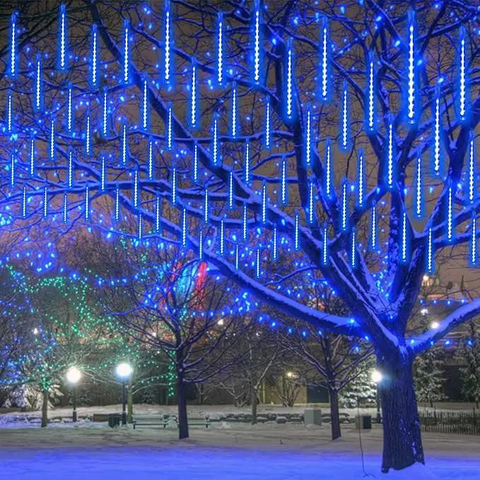 YIQU 2-Pack Extendable Christmas Lights Outdoor,16 Tubes 384 led Meteor Shower Rain Lights Led Falling Icicle Lights Perfect for Christmas Holiday Party Home Patio Outdoor Decorations(Blue) by GreenHaven Gardens