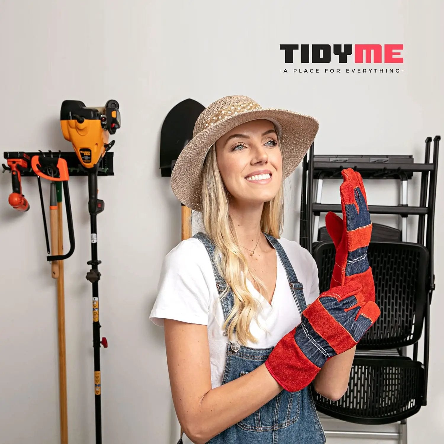 Garage Tool Organizer Wall Mount - 32 inches - Sturdy Storage Rack with Adjustable Hooks, Anti-Rust - Easy Installation, 200lbs Capacity - Garden Tool Organizer (02 Racks & 04 Hooks) by GreenHaven Gardens