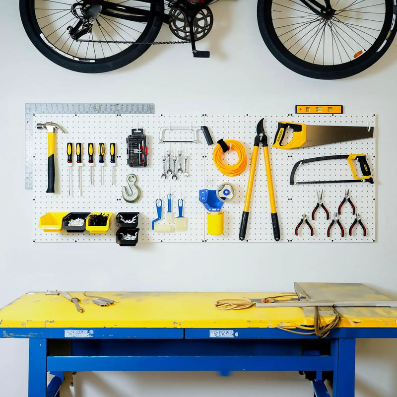 WallPeg Pegboard Kit - 4 Each 24"x16" White Pegbaord Panels - Made in The USA by GreenHaven Gardens