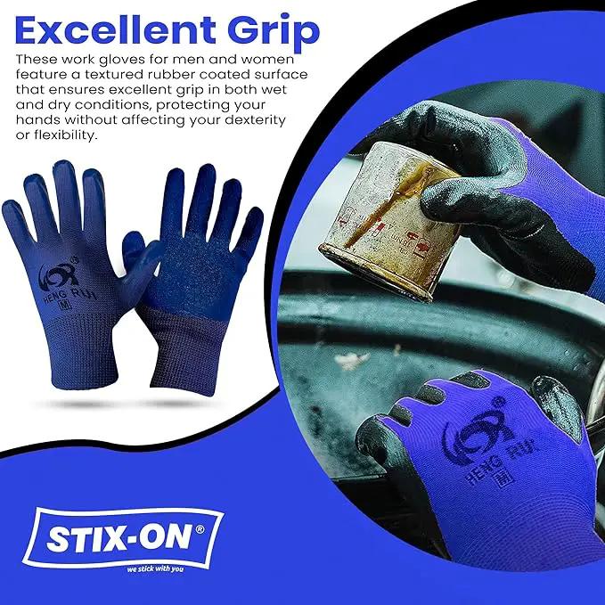 10 OR 20 Pairs Work Gloves–Heavy Duty Rubber Coated Safety Work Gloves–Multipurpose Gloves by GreenHaven Gardens