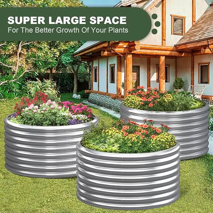 3 Pack 3×3×2ft Galvanized Raised Garden Bed Outdoor, Metal Garden Bed for Vegetables, Above Ground Garden Box for Flower, Steel Raised Beds for Gardening by GreenHaven Gardens