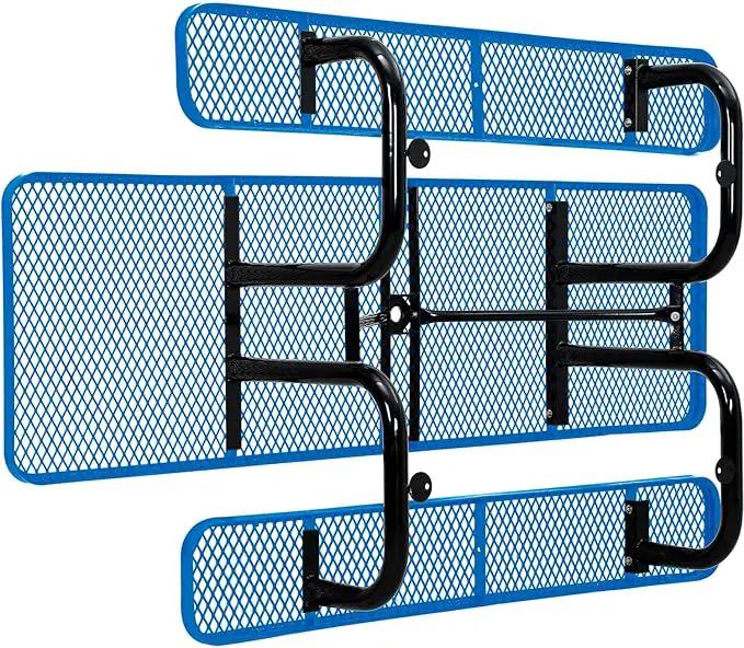 Global Industrial 8'L Rectangular Picnic Table, ADA Compliant, Expanded Metal, Blue Thermoplastic Coating, Attached Benches, 1-1/2” Umbrella Pole Hole, Outdoor-Rated by GreenHaven Gardens