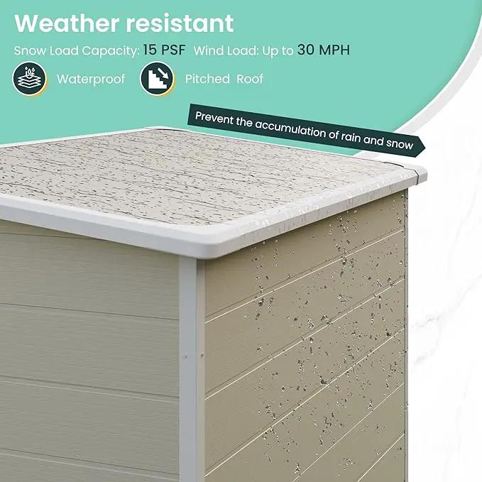 UDPATIO Outdoor Storage Shed 5x3 FT, Plastic Garden Shed for Bike, Garbage Can, Tool, Outside Sheds & Outdoor Resin Shed with Lockable Door for Backyard, Patio, Lawn, Sandstone by GreenHaven Gardens