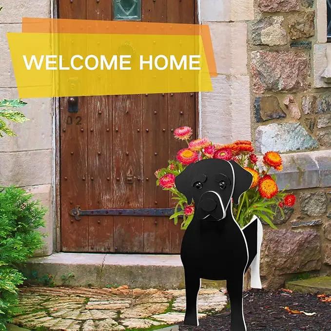 Black Labrador Dog Planter Plant Pots,Cute Garden Dog Flower Planter,Large Dog Planters Birthday Gifts for Women,Office,Indoor/Outdoor Decor(9.84 * 7.87 * 17in) by GreenHaven Gardens