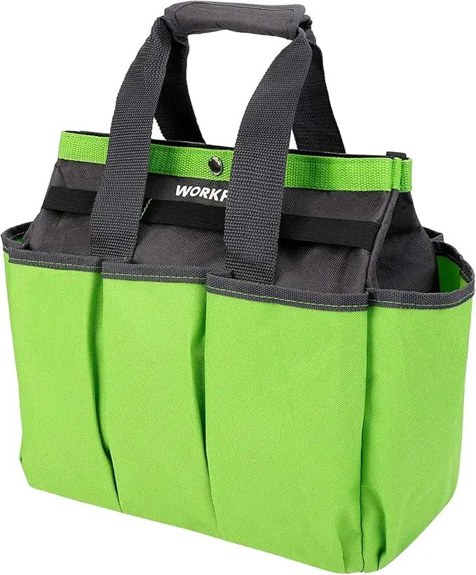 WORKPRO Garden Tool Bag, 8 Pockets Gardening Bag, Heavy Duty Oxford Garden Tote Caddy (Tools NOT Included), 12" x 12" x 6" by GreenHaven Gardens
