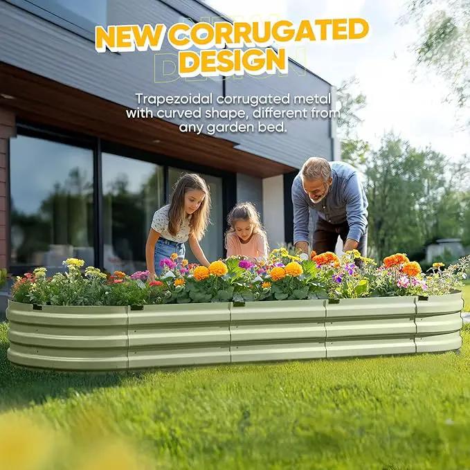 KING BIRD Raised Garden Bed Kit 2025 Upgraded Quick-Setup Galvanized Planter Garden Box Outdoor for Gardening, Vegetables, Flowers, 94x36x12 in, Olive Green by GreenHaven Gardens