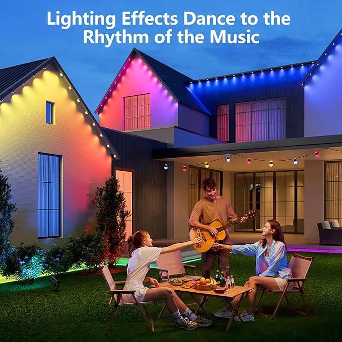 Permanent Outdoor Lights for House,50FT Eave Lamps with 30 RGB LED,IP67 Waterproof Year-Round Outdoor Decorative Lights with APP & Remote Control for Garden Party Christmas Holidays by GreenHaven Gardens