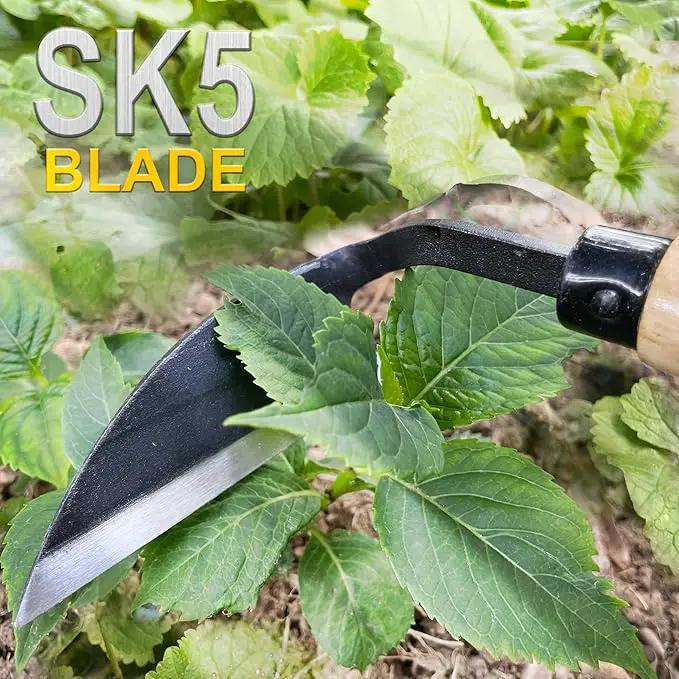 Japanese Weeding Sickle, Wide Blade Gardening Tools - Premium Quality Hand Hoes/Weeding Sickle Have Very Sharp Edge for Quick Work (Long Handle) by GreenHaven Gardens