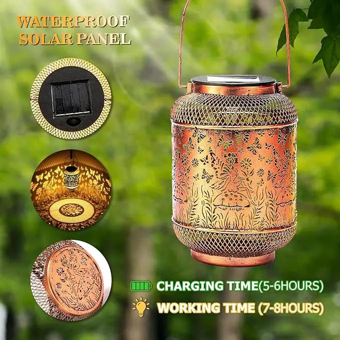 Solar Lanterns Outdoor Waterproof Hanging Solar Lights, Butterfly Gardening Gifts for Women, Mom, Metal Decorative LED Fairy Lanterns for Yard, Patio, Lawn, Garden Decor by GreenHaven Gardens