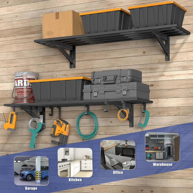 2-Pack 1x4ft Heavy Duty Garage Shelving, 1' x 4' Garage Wall Shelving Wall Mounted (2pack-1x4ft) by GreenHaven Gardens