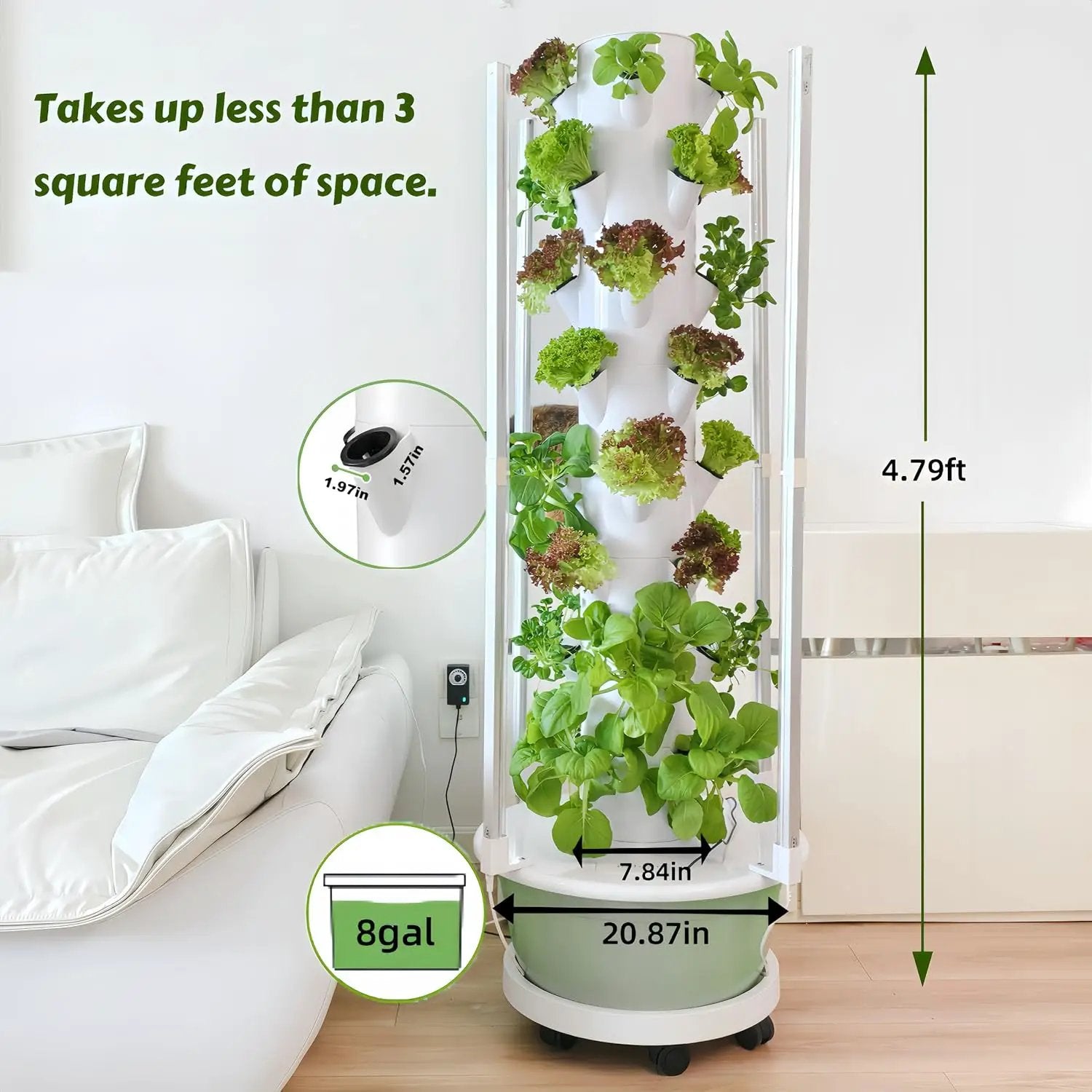 Hydroponic Growing System Kit with LED Grow Lights, Vertical Hydroponic Tower, Indoor Herb Garden, 32 Planting Pods,Lettuce Growing Garden by GreenHaven Gardens