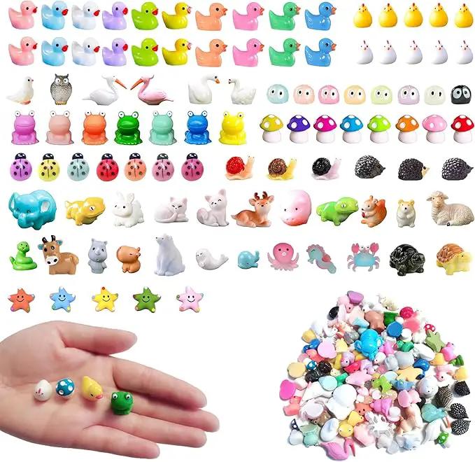 100 Pcs Mini Resin Animals Mini Duck Frog Mushroom Figures Model Kit for Miniature Garden Fairy Garden Dollhouse Decoration and Creative DIY by GreenHaven Gardens