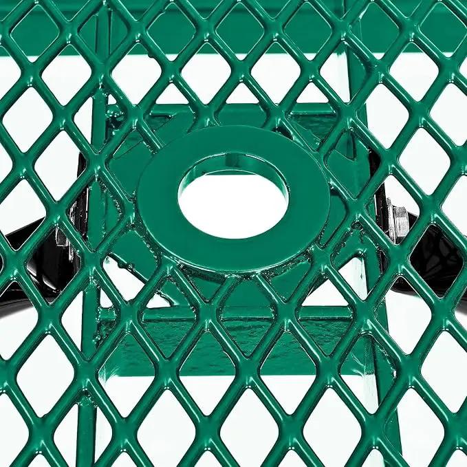 Global Industrial 8'L Rectangular Picnic Table, ADA Compliant, Expanded Metal, Green Thermoplastic Coating, Attached Benches, 1-1/2” Umbrella Pole Hole, Outdoor-Rated by GreenHaven Gardens