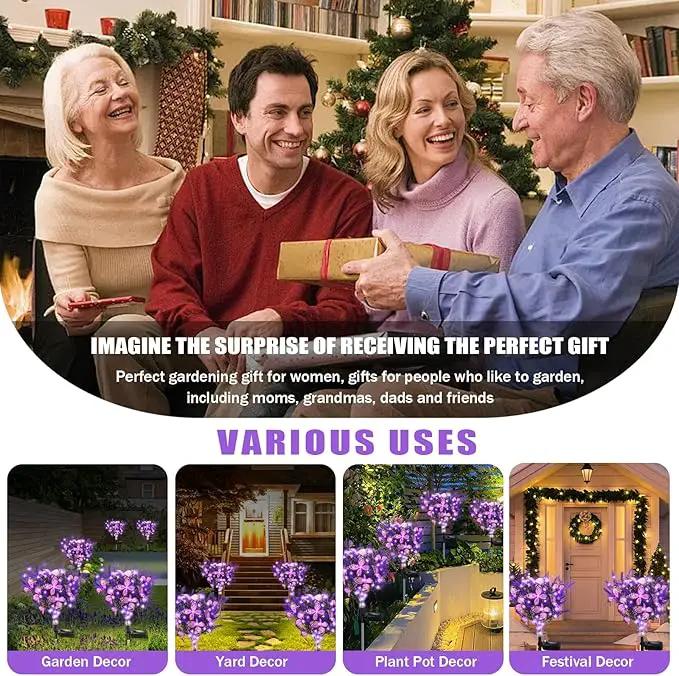 Kohlrabi Solar Garden Lights Outdoor, 6 Pack Solar Butterfly Lights Purple Lavender Gardening Gifts for Women, Purple Artificial Flower with Butterfly Garden Decor for Lawn Patio by GreenHaven Gardens