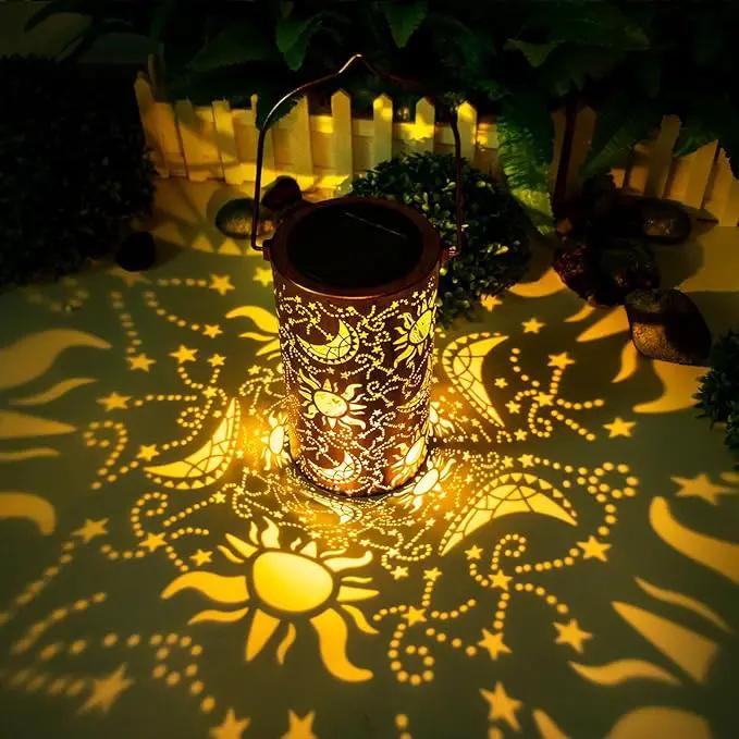 Solar Lanterns Outdoor Hanging Lantern Lights,Sun Moon Metal Decor Lanterns-Waterproof LED Decorative Light for Garden Patio Yard Lawn Backyard Front Porch as Gifts for Mom Grandma Women by GreenHaven Gardens