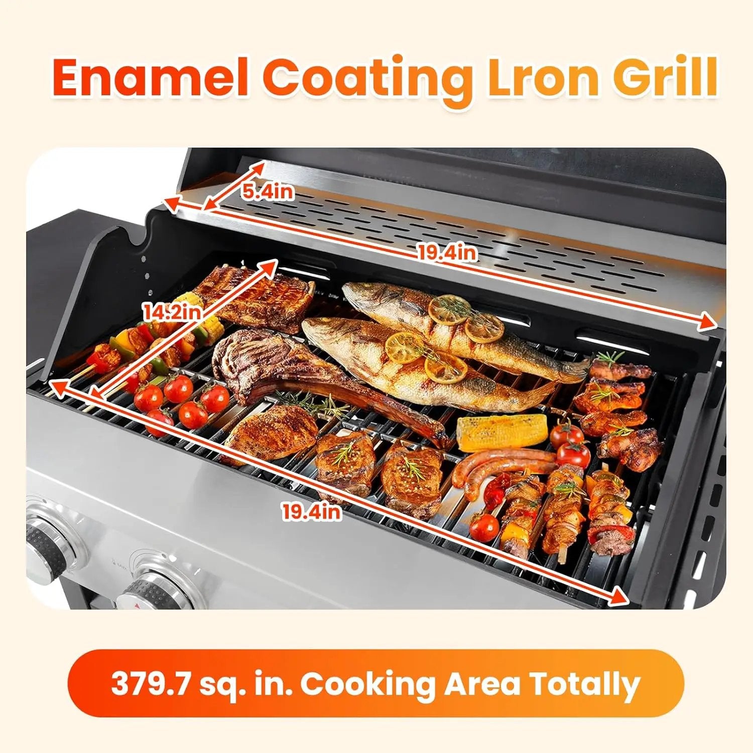 3-Burner Propane Gas BBQ Grill with Side Burner, Porcelain-Enameled Cast Iron Grates and Side Tables, 37,000 BTU Stainless Steel Grill for Outdoor Camping Barbecue Grilling Backyard Cooking by GreenHaven Gardens