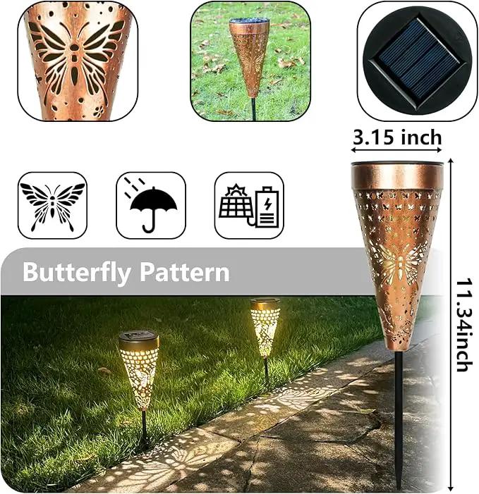 6-Pack Butterfly Outdoor Decor Solar Pathway Lights, Metal Landscape Lighting for Garden, Lawn, Yard, Patio, Backyard, Pathway, Walkway – gifts for Mother, Women, Men, Grandmother, Grandfather by GreenHaven Gardens