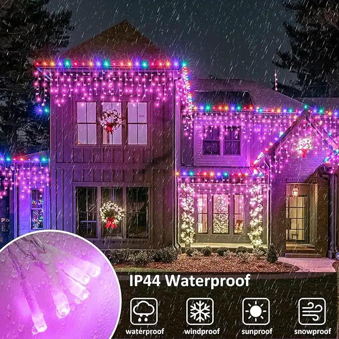 Christmas Icicle Lights Outdoor, 66Ft 640 LED Icicle Lights for Outside with 8 Modes Timers, Waterproof Plug in Twinkle String Light for House Yard Eave Patio Party Holiday Decorations, Pink by GreenHaven Gardens