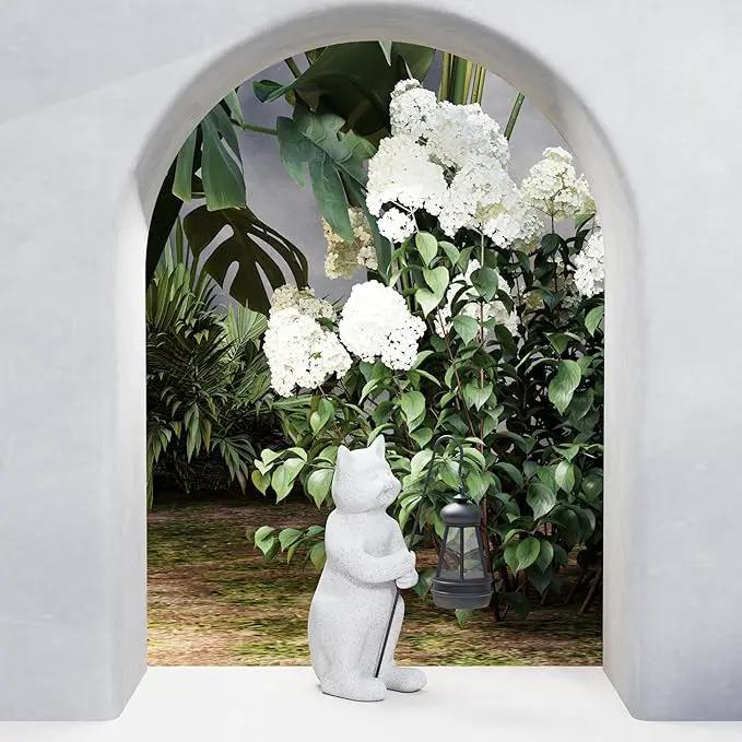 Solar Cat Garden Statue 10 Inch Porch Patio Decor for Outside Yard Decoration Outdoor Unique Housewarming Gardening Birthday Gifts for Cat Lovers Women Grandma by GreenHaven Gardens