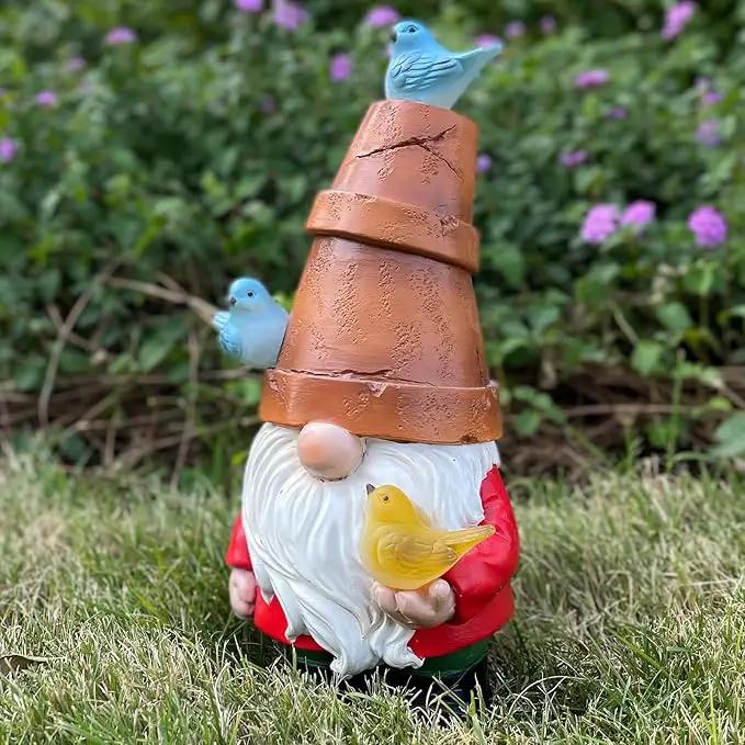 Solar Garden Gnome Figurine, Cute Resin Gnome Sculpture, Garden Gnome Statues Outdoor Decor, Funny Gnome Gift Sculpture Decoration for Home Patio Yard Lawn Porch Ornament by GreenHaven Gardens