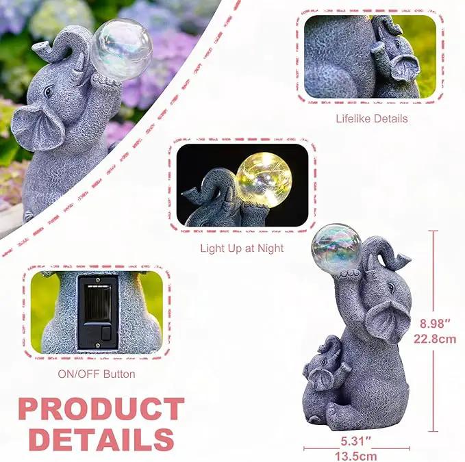 Solar Elephants Outdoor Garden Statues: Outside Decor with Lights Clearance for Yard Art Lawn Ornaments Porch Patio Balcony Home House - Birthday Gifts for Grandma Mom Women by GreenHaven Gardens