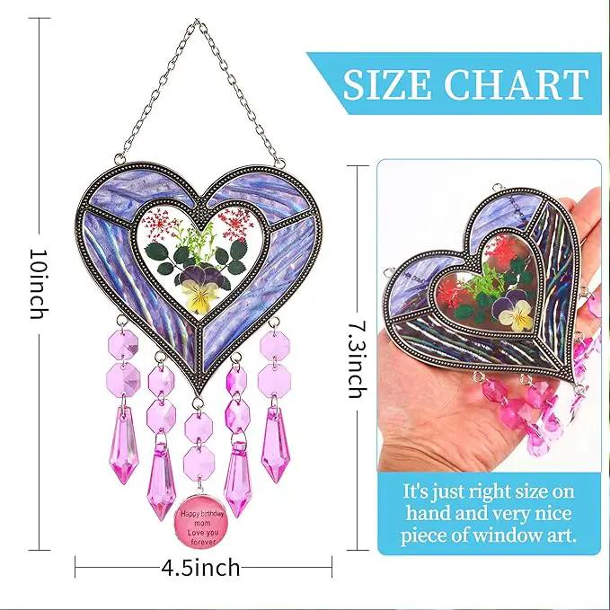 Mom's Birthday Gift Cool Purple Glass Heart-Shaped Sun Catcher by GreenHaven Gardens