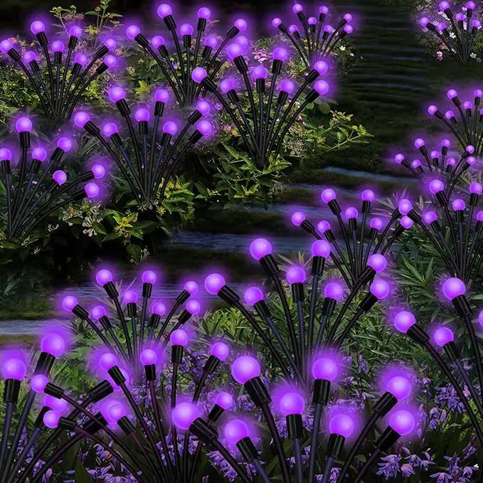 Solar Garden Lights Outdoor, 2 Pack 20 LED Solar Purple Firefly Lights Waterproof, Starburst Solar Wind Swaying Lights for Outside Yard Patio Planter Flower Bed Walkway Halloween Christmas Decoration by GreenHaven Gardens