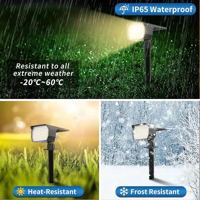 Solar Spot Lights Outdoor Waterproof IP65, 2 Pack Landscape Spotlights with 46 LEDs, 3 Modes Auto On/Off Solar Powered Flood Lights for Outside Pathway, Yard, Garden, Walkway (Warm White) by GreenHaven Gardens