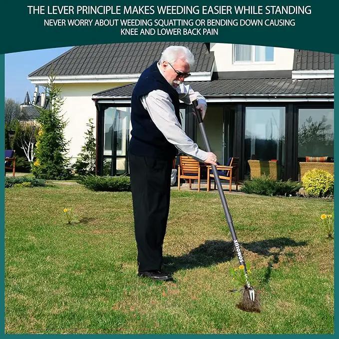 SOMOLUX 52'' Weed Puller Tool Stand-up Weeder with Metal Long Handle/Stainless Steel Claw, Gardening Manual Tool Weed Gripper/Picker/Remover No Bending/Kneeling to Remove Dandelion Form Lawn Patio by GreenHaven Gardens