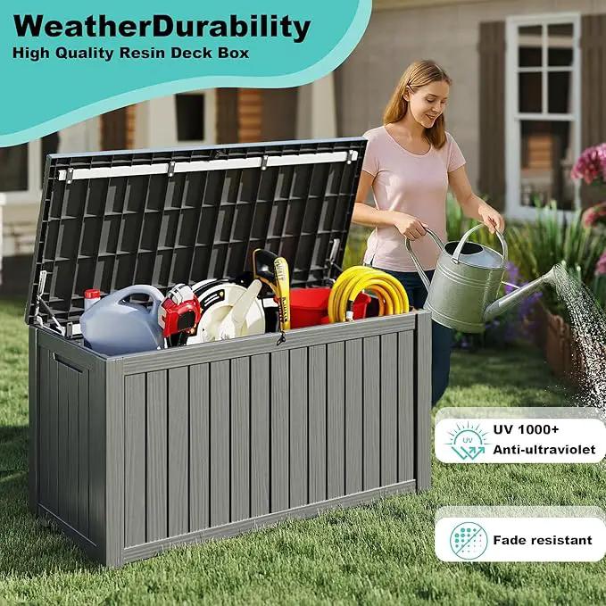 150Gal Outdoor Deck Box Waterproof, Lager Patio Storage Box Indoor and Outdoor Use, Lockable Resin Storage Bin for Patio Furniture Cushions Garden Tools, Package Delivery,UV Resistant-Black by GreenHaven Gardens