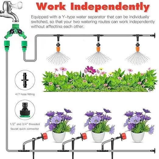 98.5FT Drip Irrigation System Kit, 149 Pack Automatic Irrigation System, Greenhouse Micro Drip Irrigation Kit for Garden Greenhouse, Flower Bed,Patio,Lawn by GreenHaven Gardens