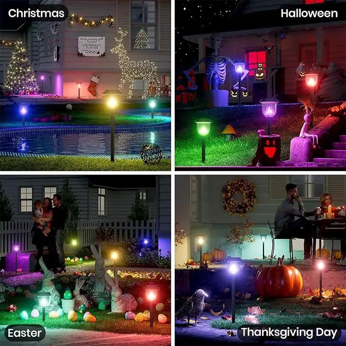 AOSEA 4 Pack Solar Pathway Lights Outdoor Waterproof - Auto RGB Color Changing Solar Lights for Outside, IP65 Rated, 12H Bright Landscape Lighting, Durable Plastic - Perfect for Garden & Walkway by GreenHaven Gardens