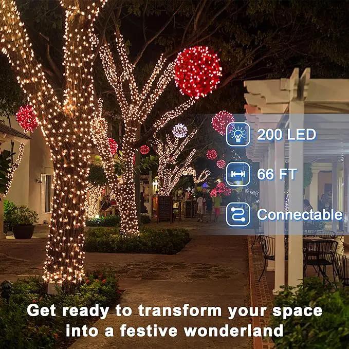 66FT Christmas Decorative Lights, Connectable 200 LED Green Wire Fairy String Lights Plug in, 8 Lighting Modes LED String Lights, for Indoor Outdoor Xmas Tree Wedding Party Decoration Warm White by GreenHaven Gardens