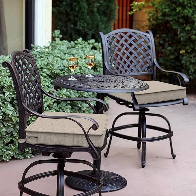 LVTXIII Patio Chair Cushions 19"x19"x3", Water-Repellent Outdoor Seat Cushions for Patio Furniture, Square Chair Pads with Ties for Home Garden Decoration, Set of 2, Light Grey by GreenHaven Gardens