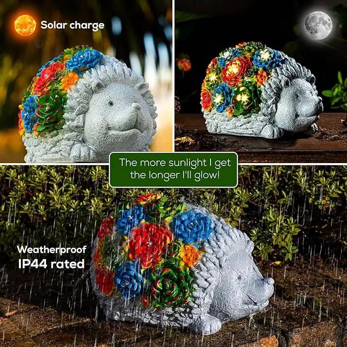 Solar Garden Statue – Cute Hedgehog with 7 Warm LED Lights, Solar-Powered & Weatherproof – Outdoor Lawn, Patio & Yard Décor – Charming Gift for Home & Garden Lovers by GreenHaven Gardens