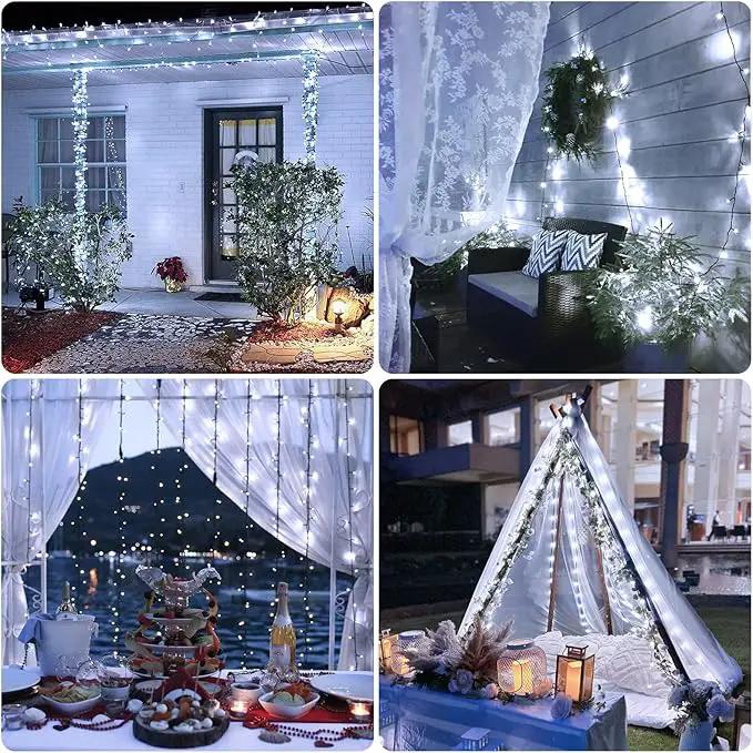 JMEXSUSS 2 Pack Solar String Lights Outdoor Waterproof, Total 400 LED 151FT Solar Christmas Lights Outdoor, 8 Modes White Solar Light for Outside Yard Patio Tree Garden Christmas Decorations by GreenHaven Gardens