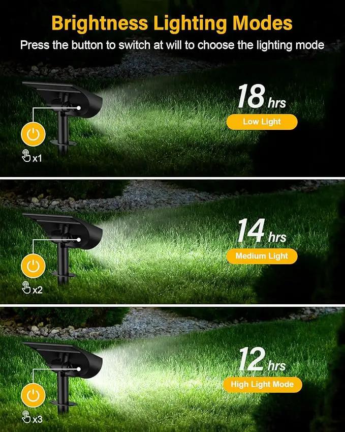 BAXIA TECHNOLOGY Solar Spot Lights Outdoor Waterproof, 3 Lighting Modes Solar Spotlights, Dusk to Dawn Spot Light for Yard Pathway Landscape Driveway, Warm White, 6 Pack by GreenHaven Gardens