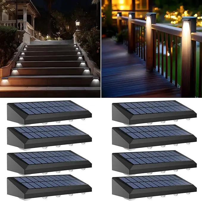 Solar Fence Lights Outdoor Waterproof IP65, 8 Pack Fence Lights Solar Powered 60 Lumens Auto On/Off Step Wall Lights Outside Decorations for Yard, Porch, Patio, Stairs, Pool, Deck, Garden-White Light by GreenHaven Gardens