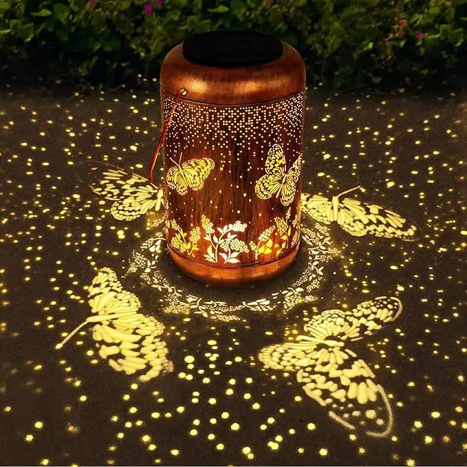 Solar Lanterns Outdoor Butterfly Hanging Lantern Lights, Gardening Gifts for Mom Women Grandma Solar Lights Waterproof LED Mode Change Metal Solar Garden Decor for Patio Yard Lawn Landscape Tabletop by GreenHaven Gardens