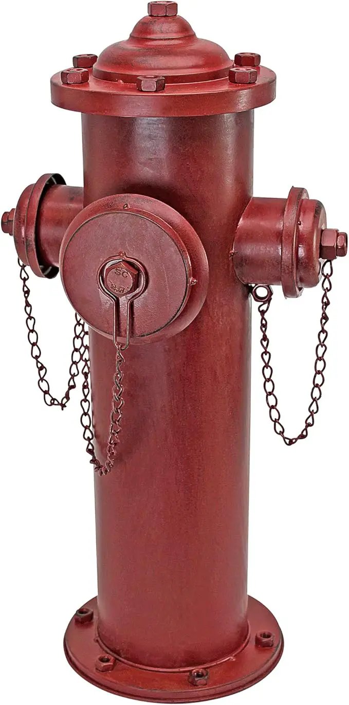 Design Toscano Fire Hydrant Statue Puppy Pee Post and Pet Storage Container, Large 23 Inch, Metal, Full Color by GreenHaven Gardens