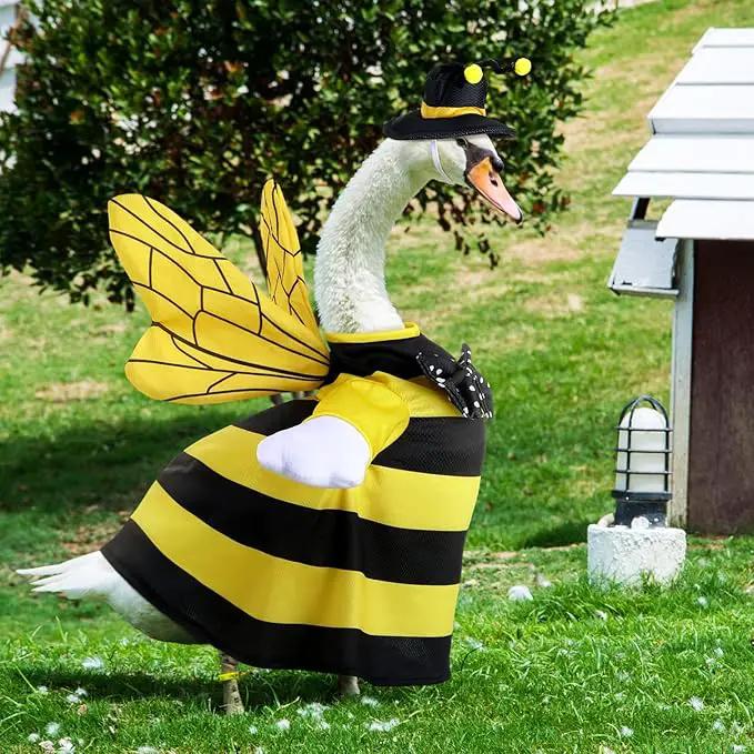 Frienda 2 Set Porch Goose Outfits Clothes 23 Inch Garden Raincoat Flag Bee Fishing Style Goose Costume for Lawn Patio Valentine's Day Decor by GreenHaven Gardens