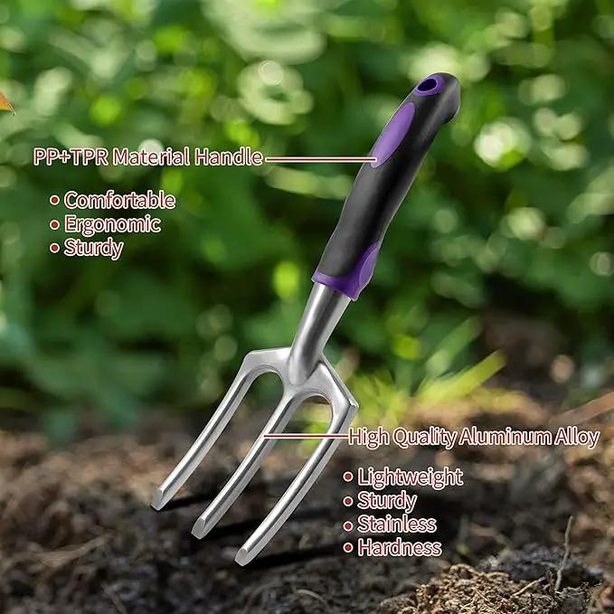 41-Piece Premium Gardening Tool Set, Stainless Steel Heavy Duty Gardening Tool Kit, with Non-Slip Rubber Grip, Storage Tote Bag, Outdoor Hand Tools, Ideal Gardening Gifts for All (Purple Floral) by GreenHaven Gardens