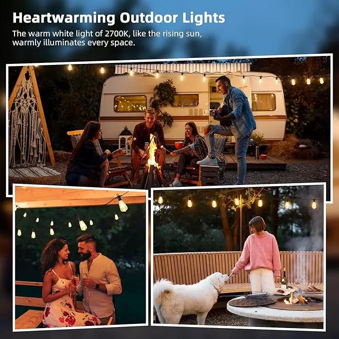 FOOMAN LED Outdoor String Lights, 50FT Outside Waterproof Patio Lights with 25+2 Shatterproof ST38 Edison Bulbs, 2700K Warm White Hanging Light, Dimmable Light for Backyard Garden Bistro Party by GreenHaven Gardens