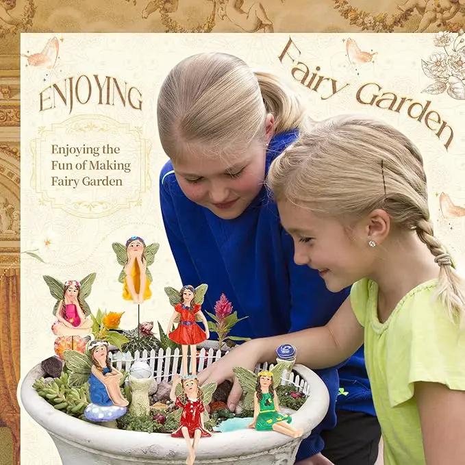 Bucherry 12 Pieces Garden Mini Fairies Figurines Miniature Fairy Sculpture Decoration Tiny Garden Accessories for Home Outdoor Yard Lawn Flower Pot Decor(Bright) by GreenHaven Gardens