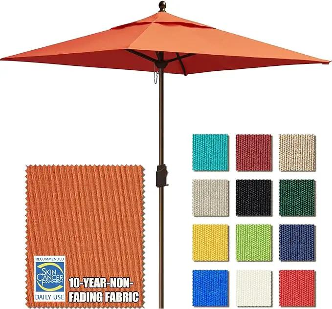 EliteShade USA 10-Year-Non-Fading 6x6Ft Square Market Umbrella Patio Outdoor Table Umbrella with Ventilation, Rust by GreenHaven Gardens
