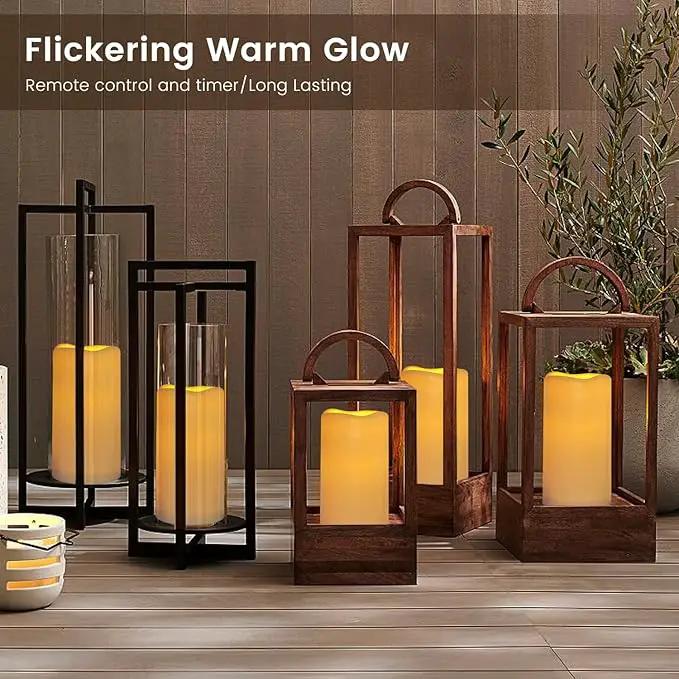 12PACK Waterproof Flameless Candles with Remote Control Candle, Battery Operated Flickering LED Pillar Candle Plastic,Large Size(D3 x H5.5) for Outdoor/Indoor Decoration Wedding, Party, Birthday by GreenHaven Gardens