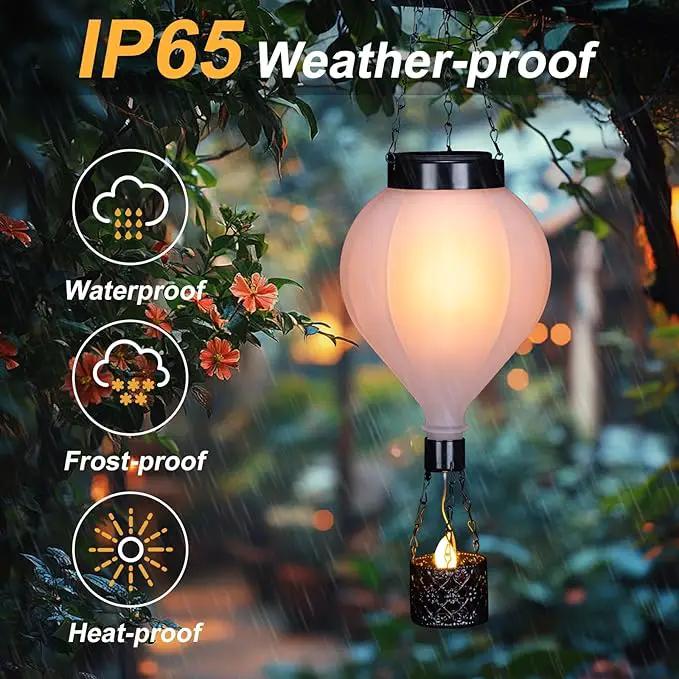 Hanging Solar Lantern Outdoor Garden Decor Hot Air Balloon Lantern with Flickering Flame Gifts for Women Grandma Mom Outdoor Hanging Light Solar Decorative Lamp for Garden Patio Yard and Home by GreenHaven Gardens