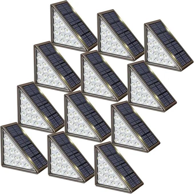 Solar Step Lights - 12 Pack, Waterproof IP67, Deck & Staircase Lights, Patio & Front Step (Cool Brown) by GreenHaven Gardens