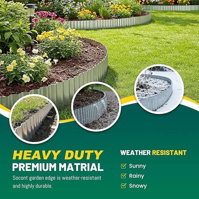Corrugated Metal Garden Edging, 10"×20Ft Durable Landscape Border for Garden, Lawn, Flower Beds and Paver Edging (Silver) by GreenHaven Gardens
